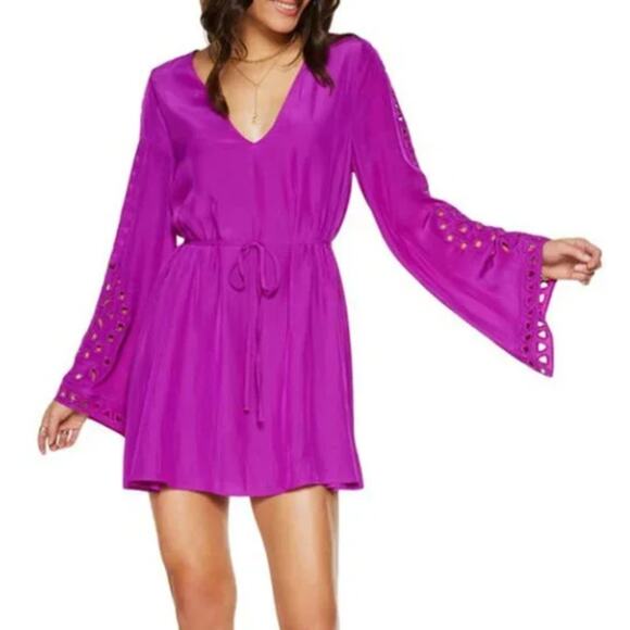 Ramy Brook Dresses & Skirts - Ramy Brook Eyelet Molly Purple Flare-Sleeve Dress XXS